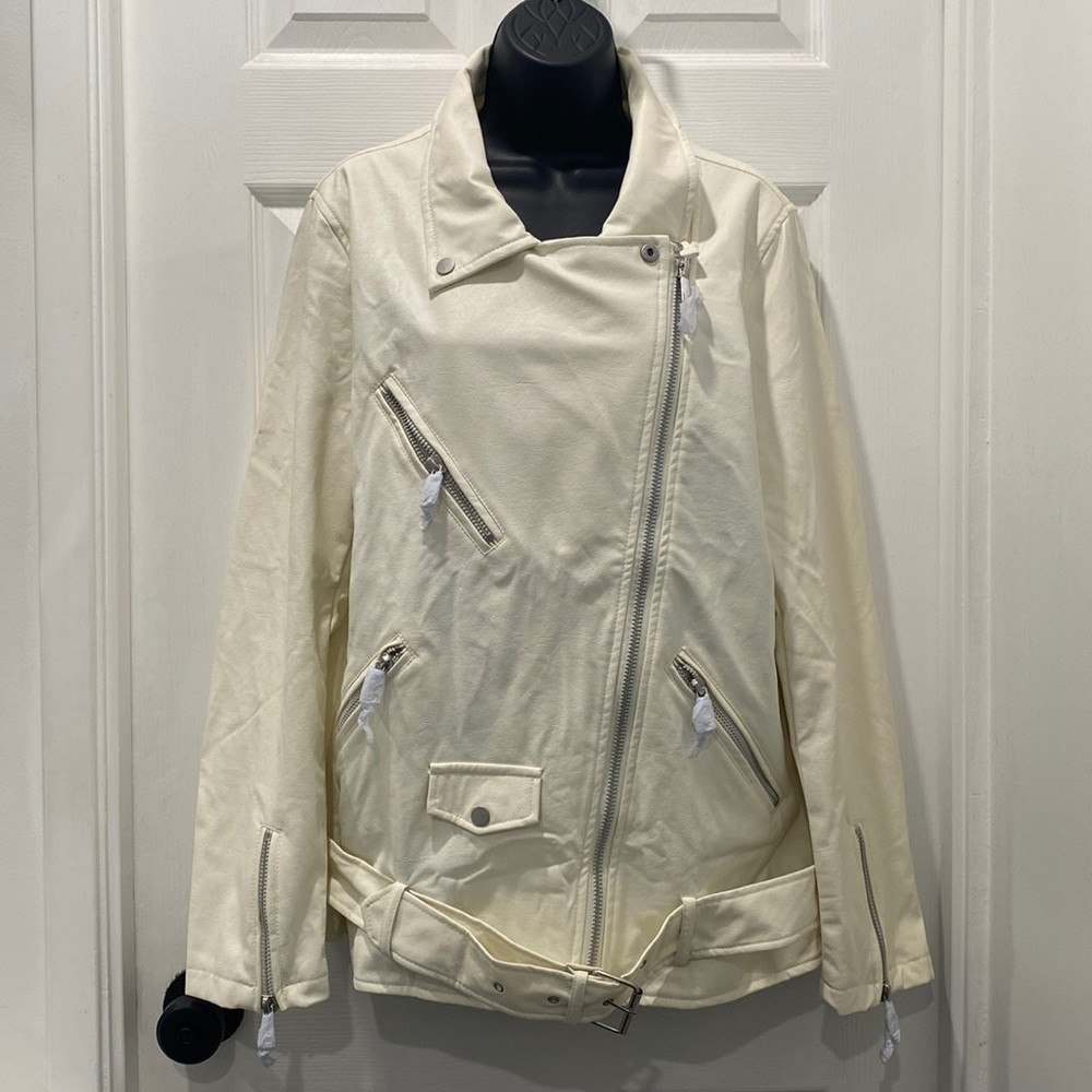 PrettyLittleThing Oversized Faux Leather Moto Jacket